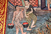 Chiang Mai - The Wat Phra Singh temple. Murals of the Viharn Lai Kham illustrating Jataka tales and other stories. 